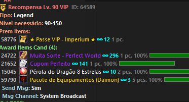 Recompensas do Passe VIP no nível 90