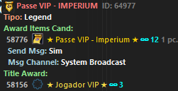 Configuração do Passe VIP Imperium